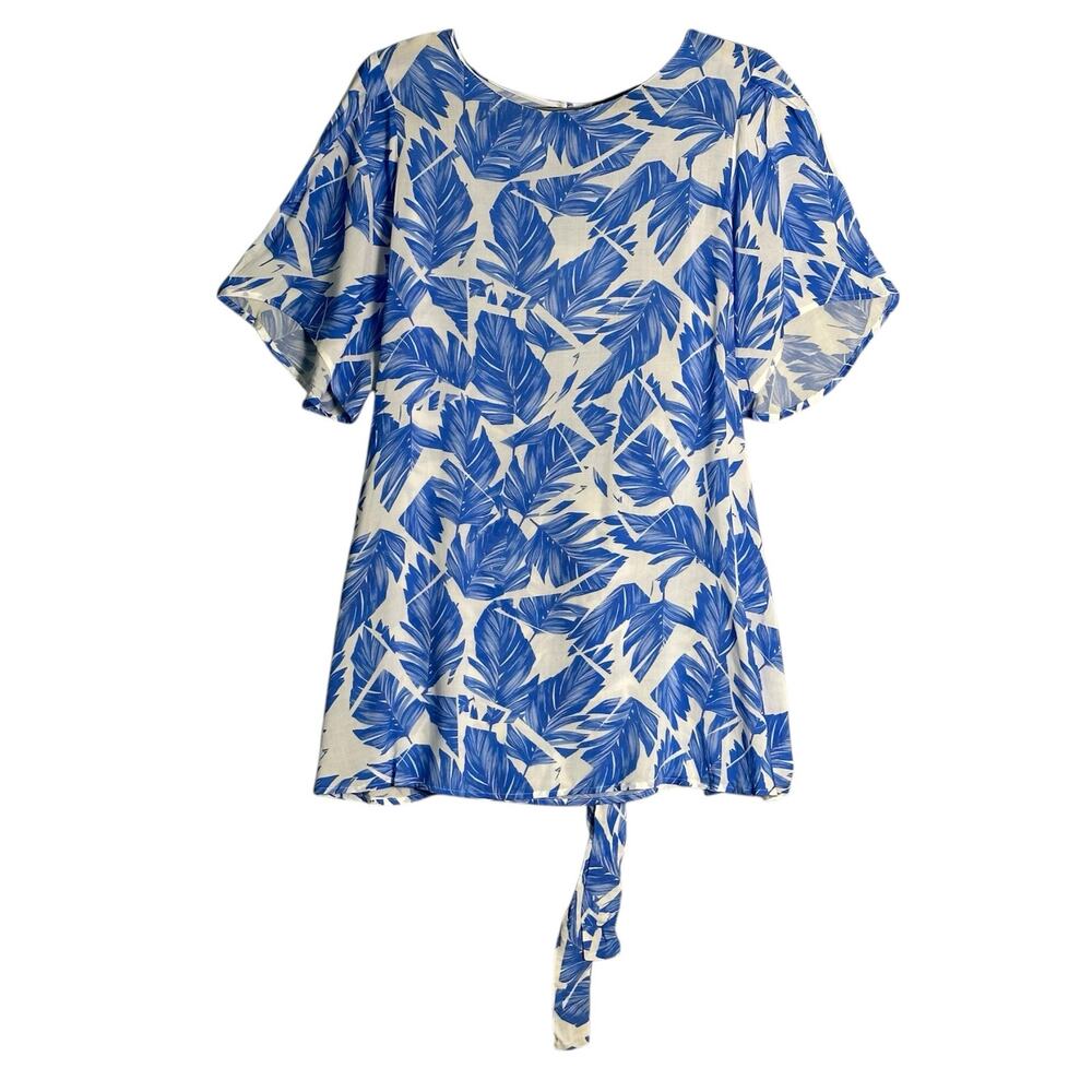 Pietro Brunelli Blue and White Leaf-Print Mini Dress